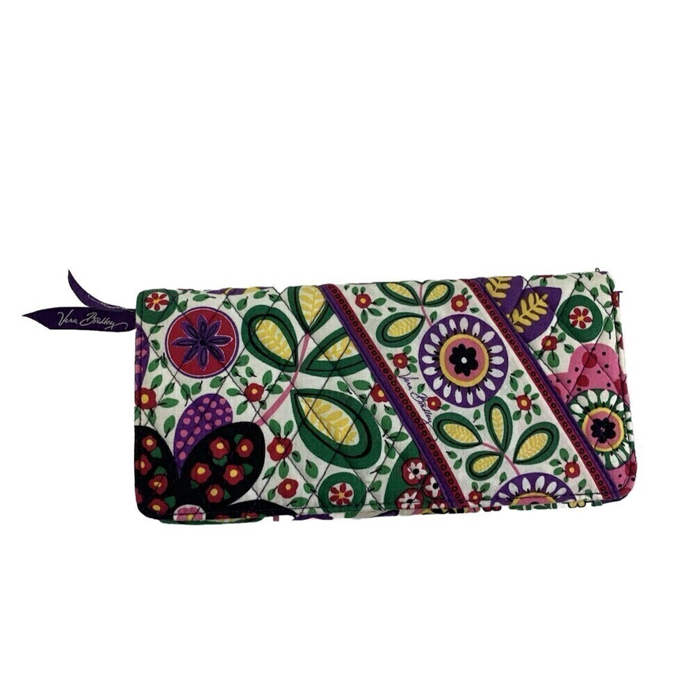 Vera Bradley Flap Fold Magnet Quilted Wallet Viva La Vera Card Cards Bill Fold